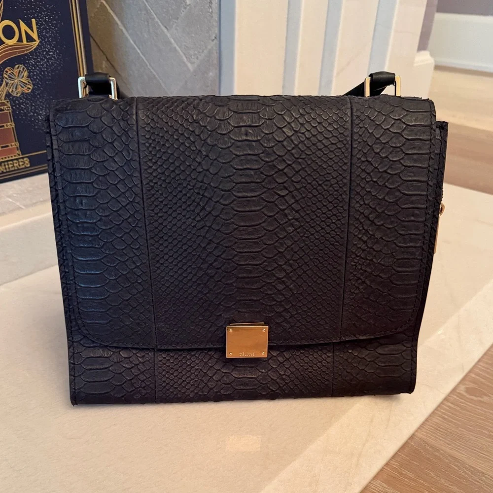 Trapeze python and suede Women's Bag - Picture 8 of 9